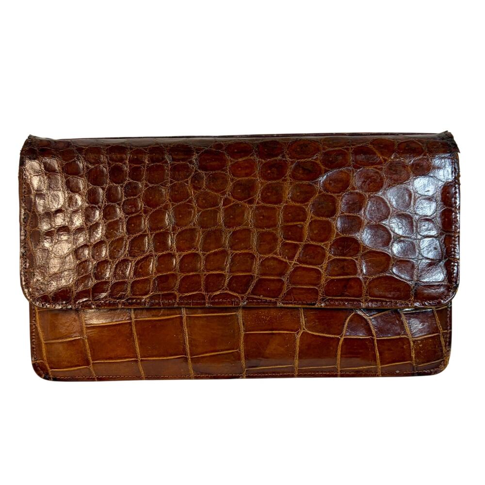 Brown Vintage Aligator Leather Clutch